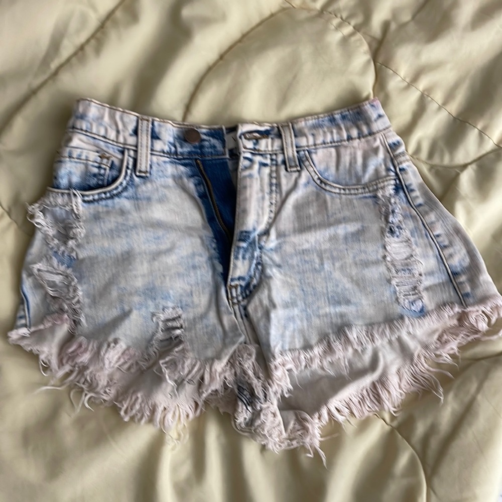 Vibrant MIU high wasted jean shorts distressed size small